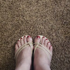 Gold and rhinestone evening shoes